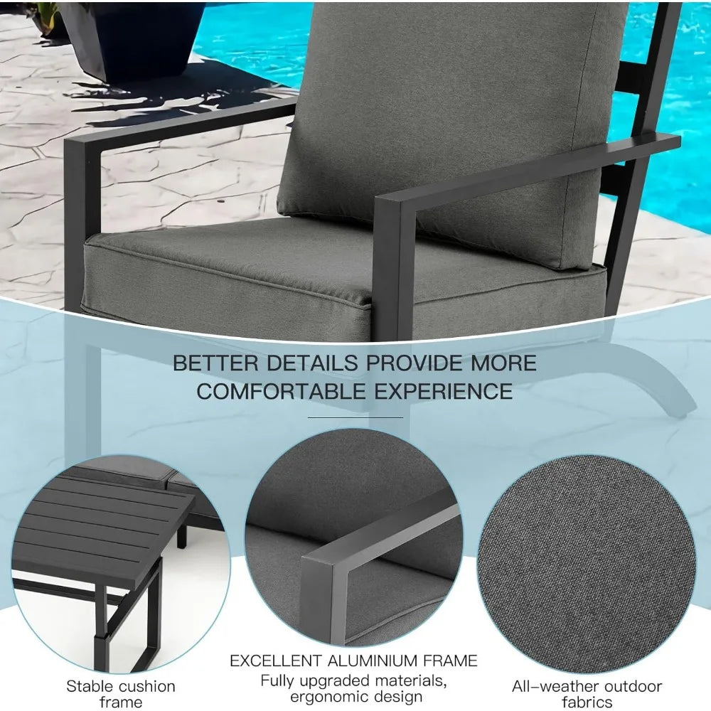 High Back  Aluminum Patio Furniture Set