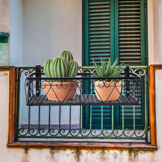 Balcony Plant Holder Railing, Flower Bucket Plants Rack Flower Pot Stand Holder