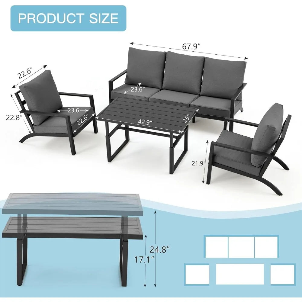 High Back  Aluminum Patio Furniture Set