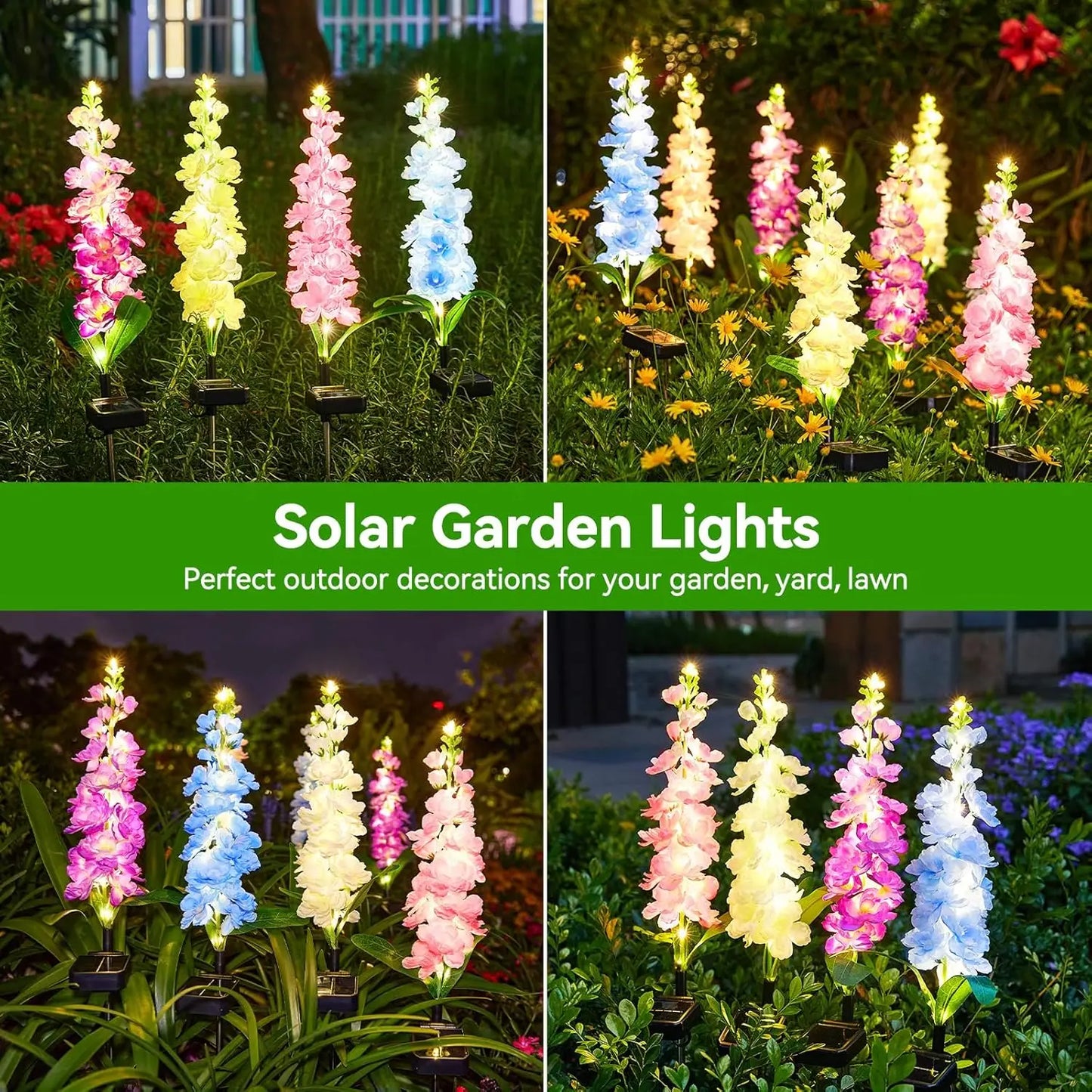 4 Pack Upgraded Solar Garden Lights with 36 LEDs