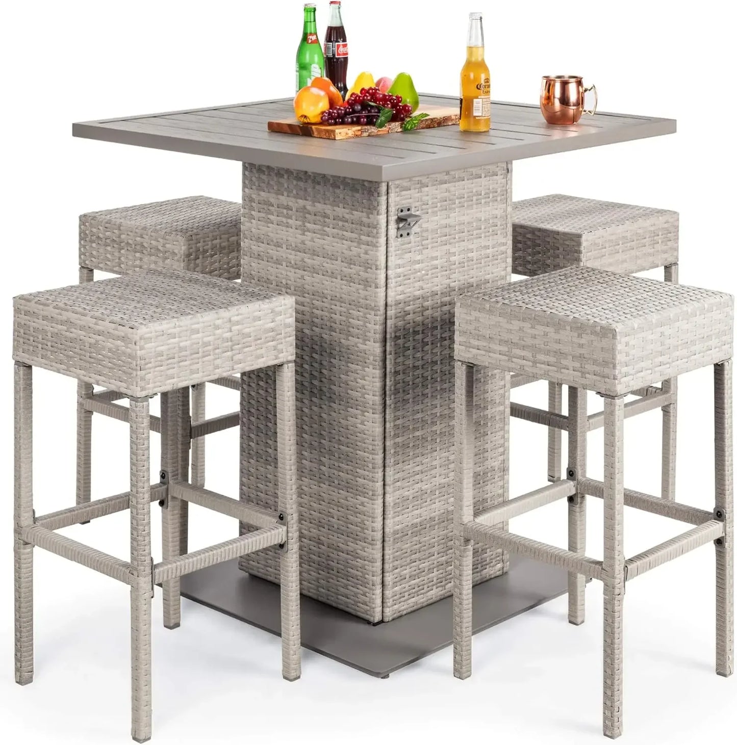 5 Pcs Outdoor Wicker Bar Set