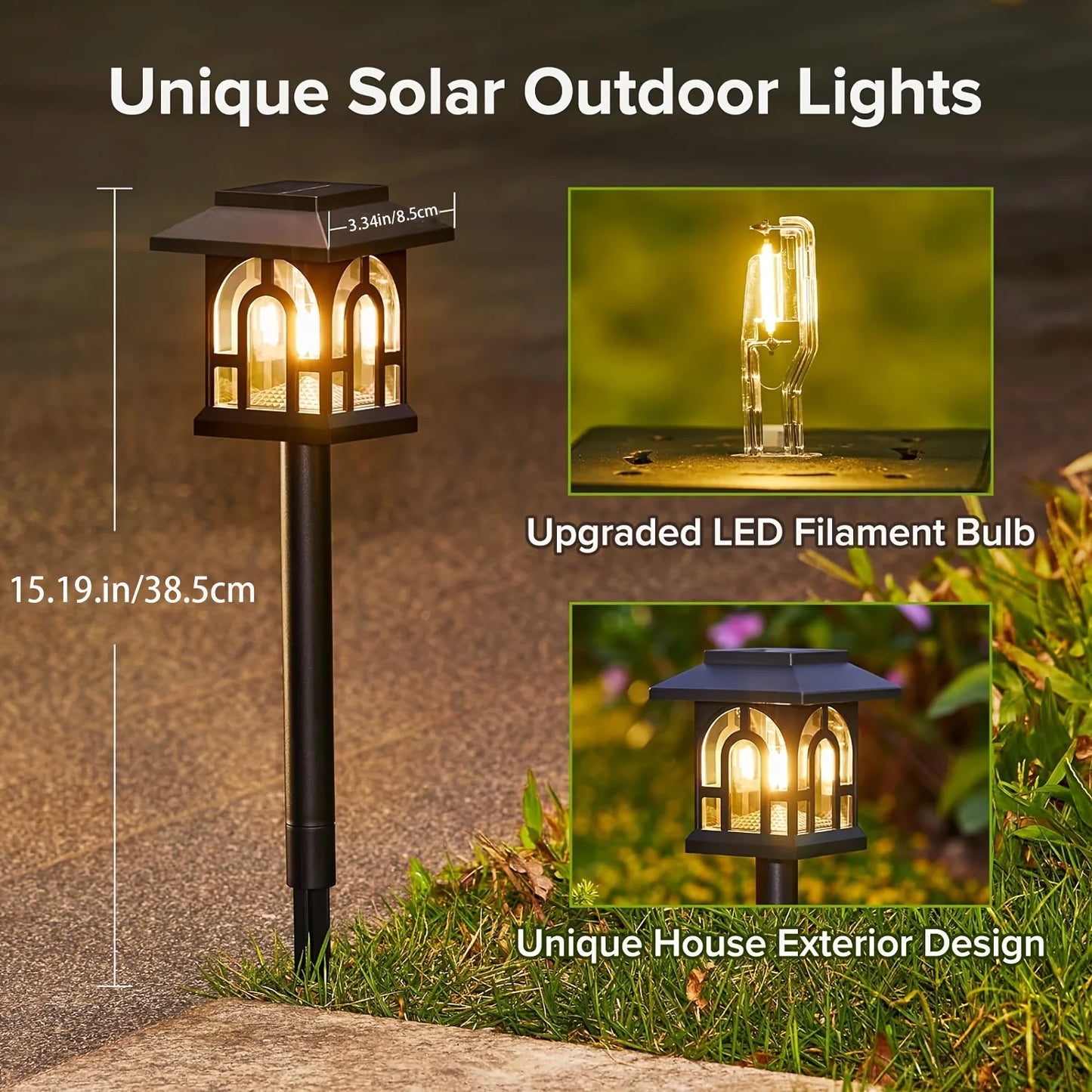 6/10 Pack Solar Pathway Lights Outdoor, Path Yard Lights, Auto On/Off , for Outside Yard Lawn Patio Walkway