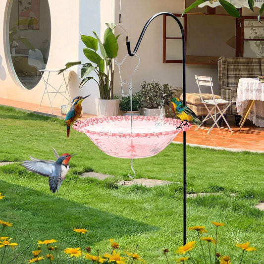 Hanging Bird Bathtub Feeder Transparent  Drinking Bowl with Hook and Chain