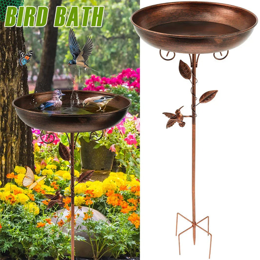 Standing Bird Bath Bowl Height Adjustable Garden Birdbath Birds Feeding for Outdoor Lawn Decoration
