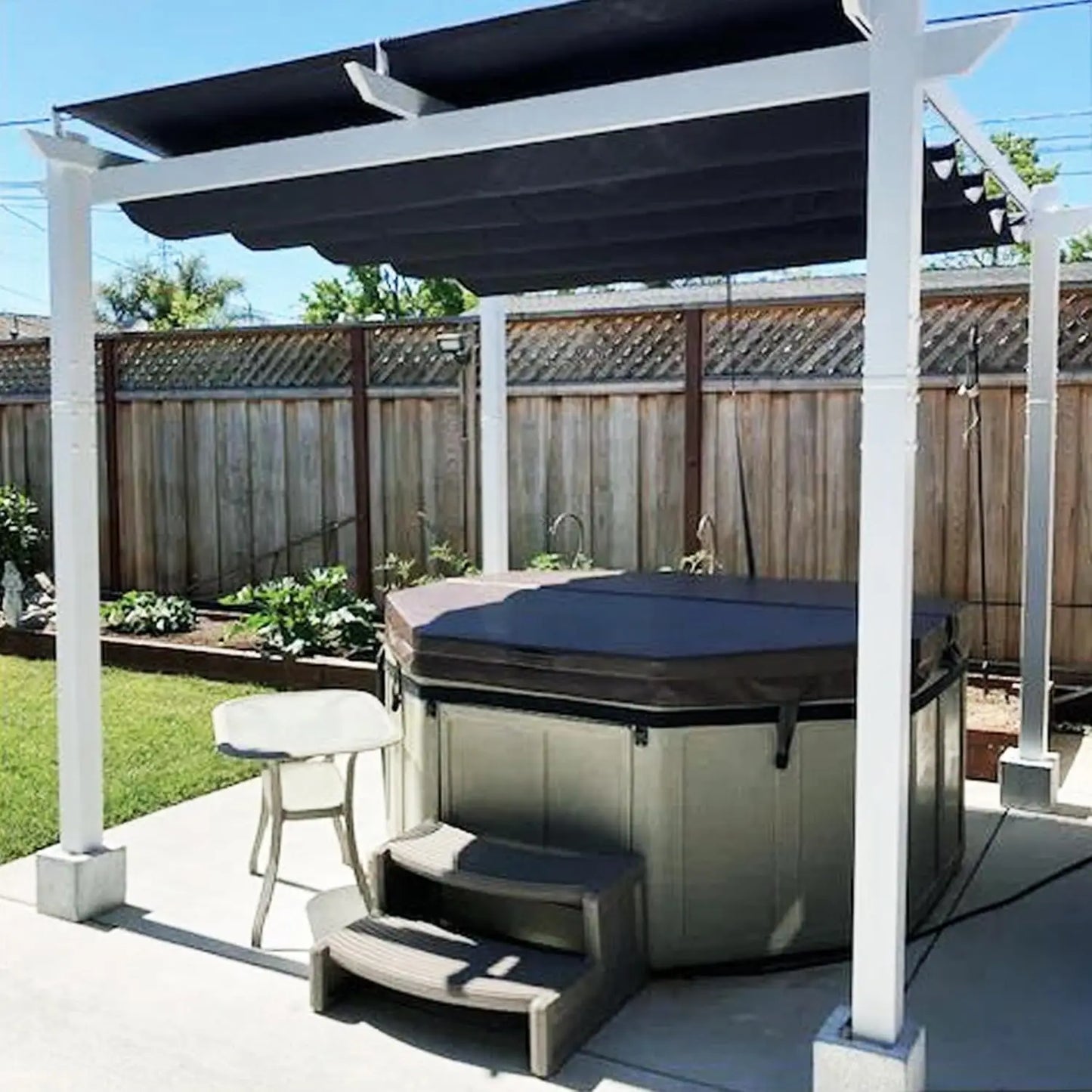 White Heavy-Duty  Patio Metal with Double Sun Shade Canopy for Gardens