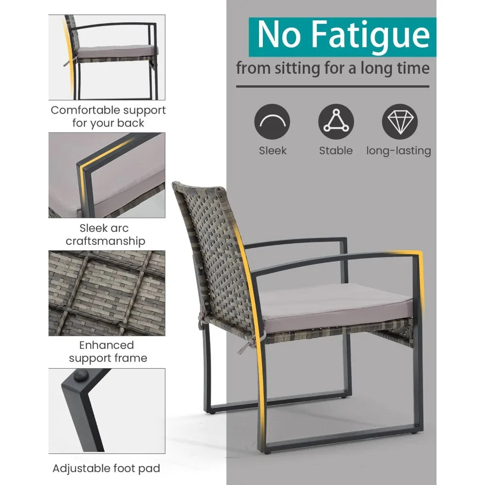 3 Pieces Patio Furniture Set, Outdoor with Coffee Table, Durable Steel Frame with Strapped Cushions for Garden