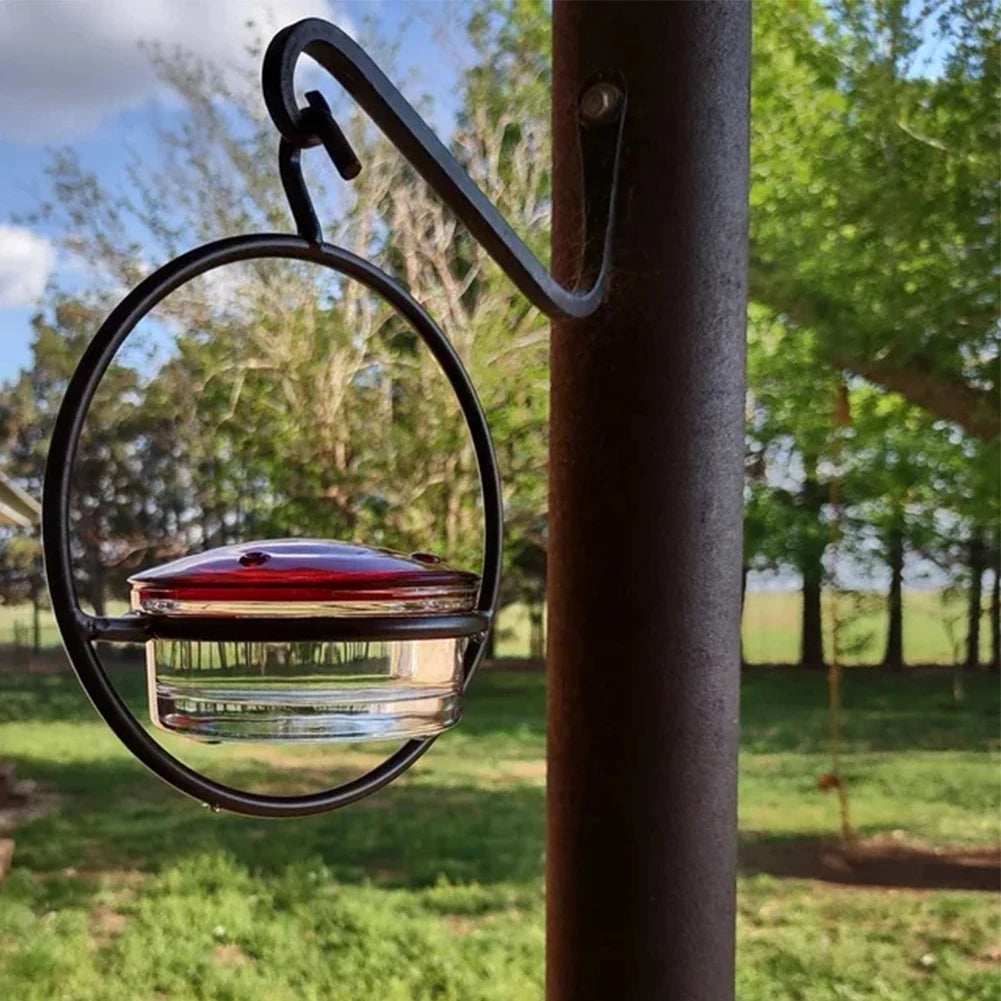 Hummingbird Feeder with Red Glass Bowl  Garden Backyard Patio Deck