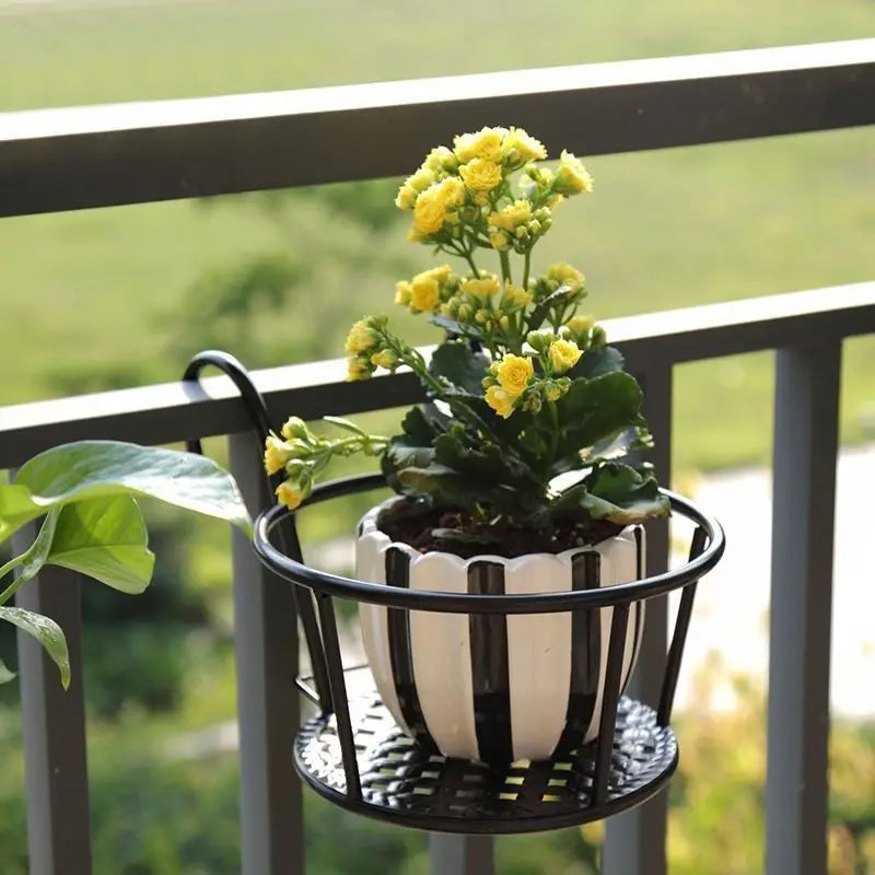 1PC  Balcony Hanging Round Racks Railing Fence Outdoor Window Bonsai Stand Decoration