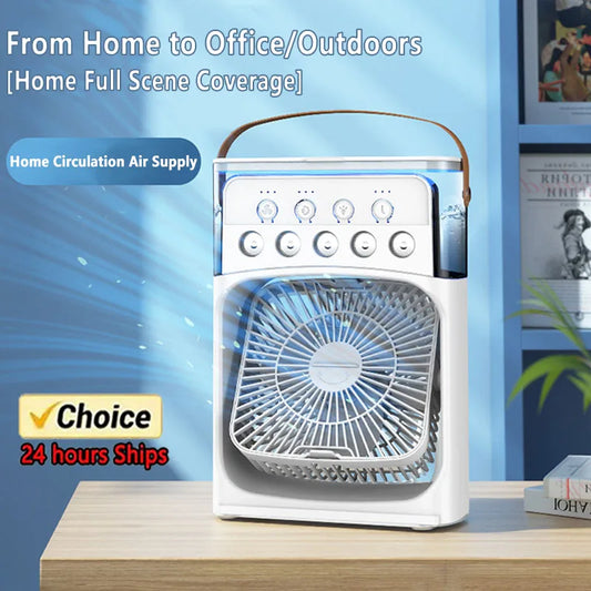 3 In 1 Fan AIr Conditioner Household Small Air Cooler LED Night Light Portable Humidifier Air Adjustment Fan