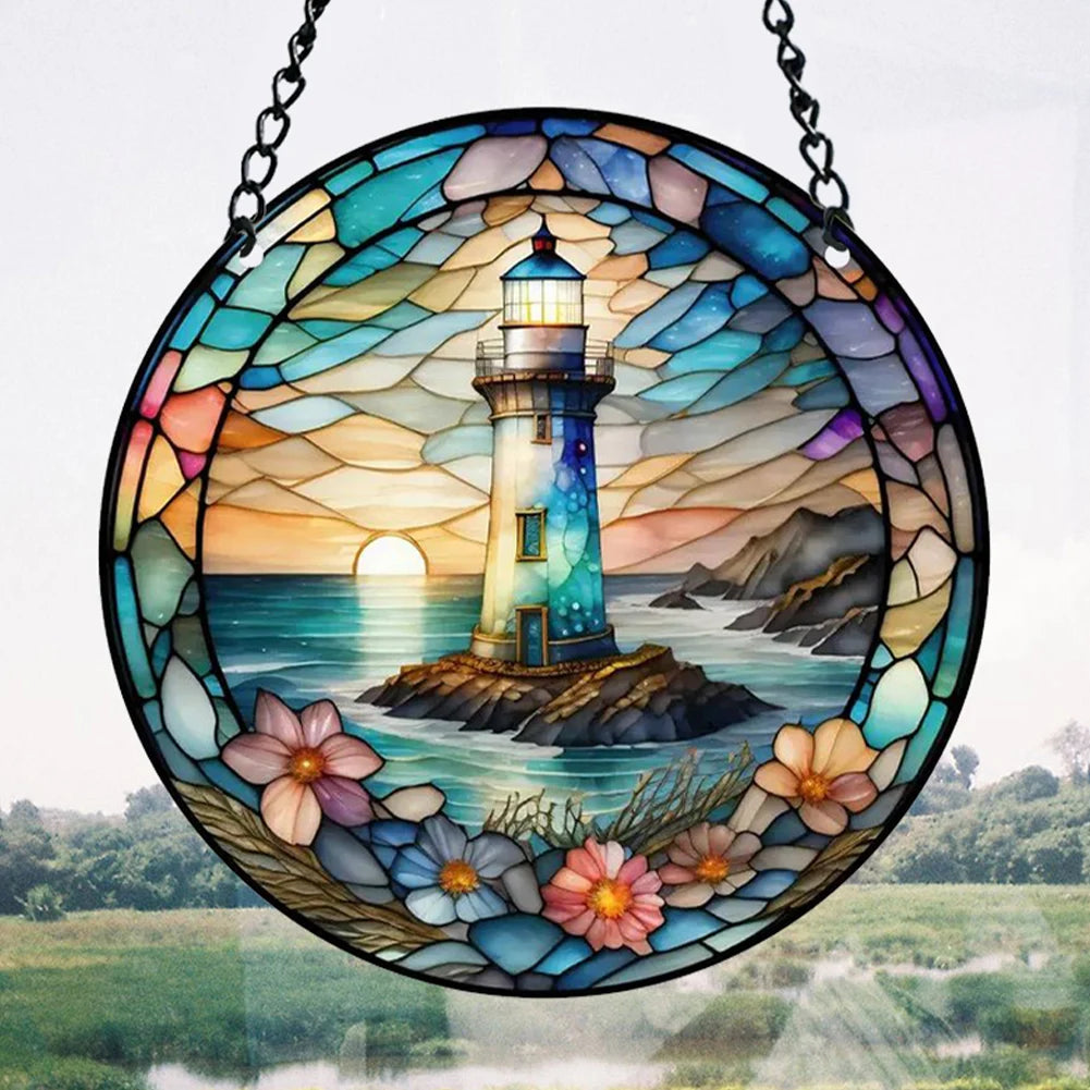 Suncatcher Home Decoration Panel with Chain and Hook Acrylic Abstract Orchid Waterproof for Garden Corridors