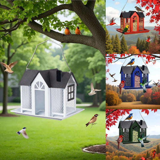 Suitable for Titles, Red Birds, Titles, Hummingbirds, Squirrel Protection and Weather-Resistant Metal Outdoor Garden Courtyard Decoration Bird Feeding Station, Gift for Use.